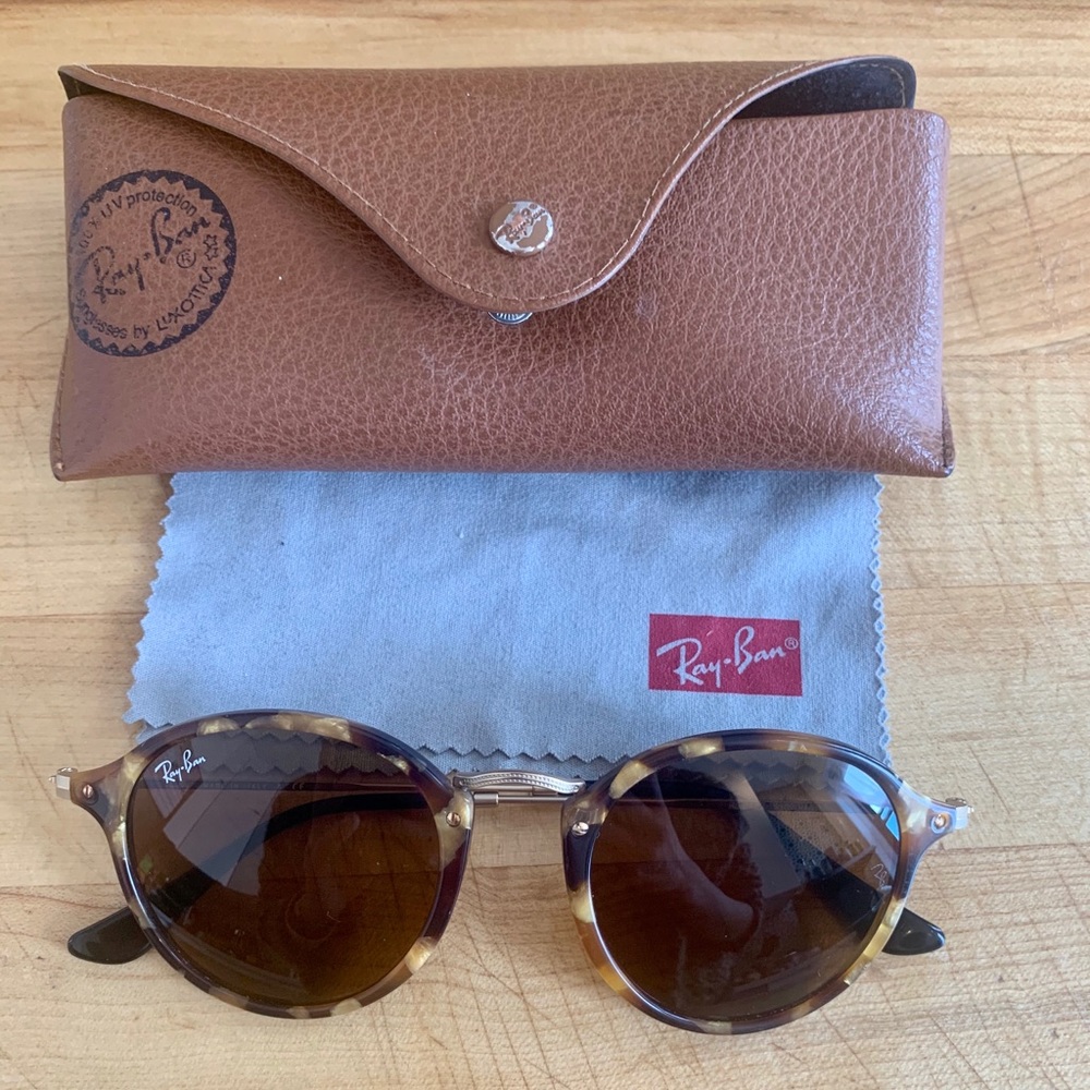 RayBans tortoise shell sunglasses with case